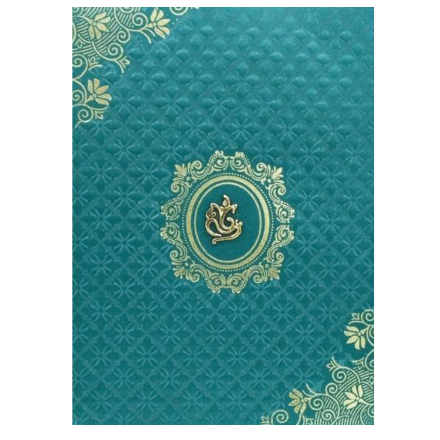 Gracious Gold And Blue Shading With Ganesha Theme Padded Wedding Card-King of Cards