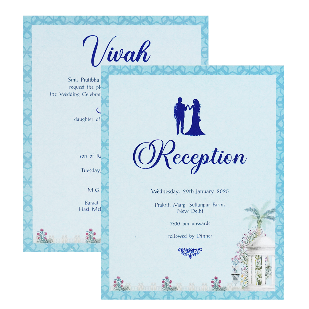 Blue Pop-Up Soft Fabric Wedding Card-KPR23940