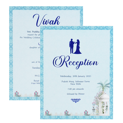 Blue Pop-Up Soft Fabric Wedding Card-KPR23940