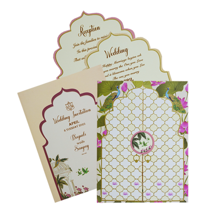 Make your event special with our exclusive Cream Pattern Design Wedding Invitation Order now! ?WhatsApp Support ?Express Delivery