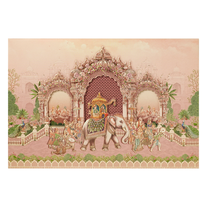 Pink Palace Elephant Padded Wedding Card-KSSC2470