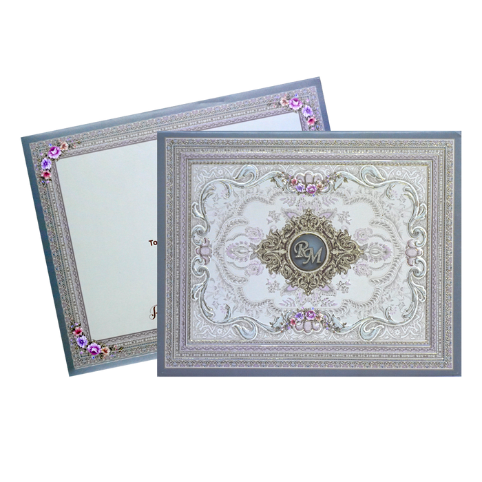 Greyish Blue Padded Invitation-King of Cards
