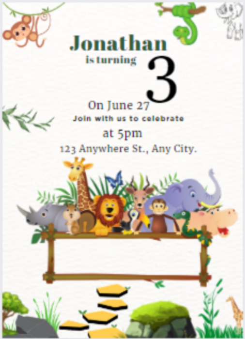 Green Forest Animals Invitation-AAANI006
