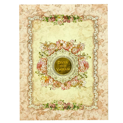 Pastel Pink Classic Floral In Offset Print With Designer Name Plate-KNKC4046