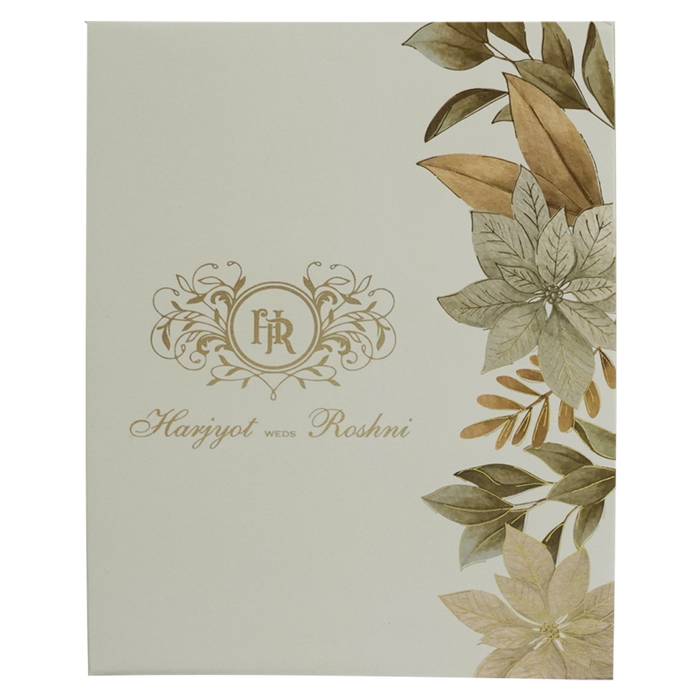 Cream Floral Padded Invitation Card-King of Cards