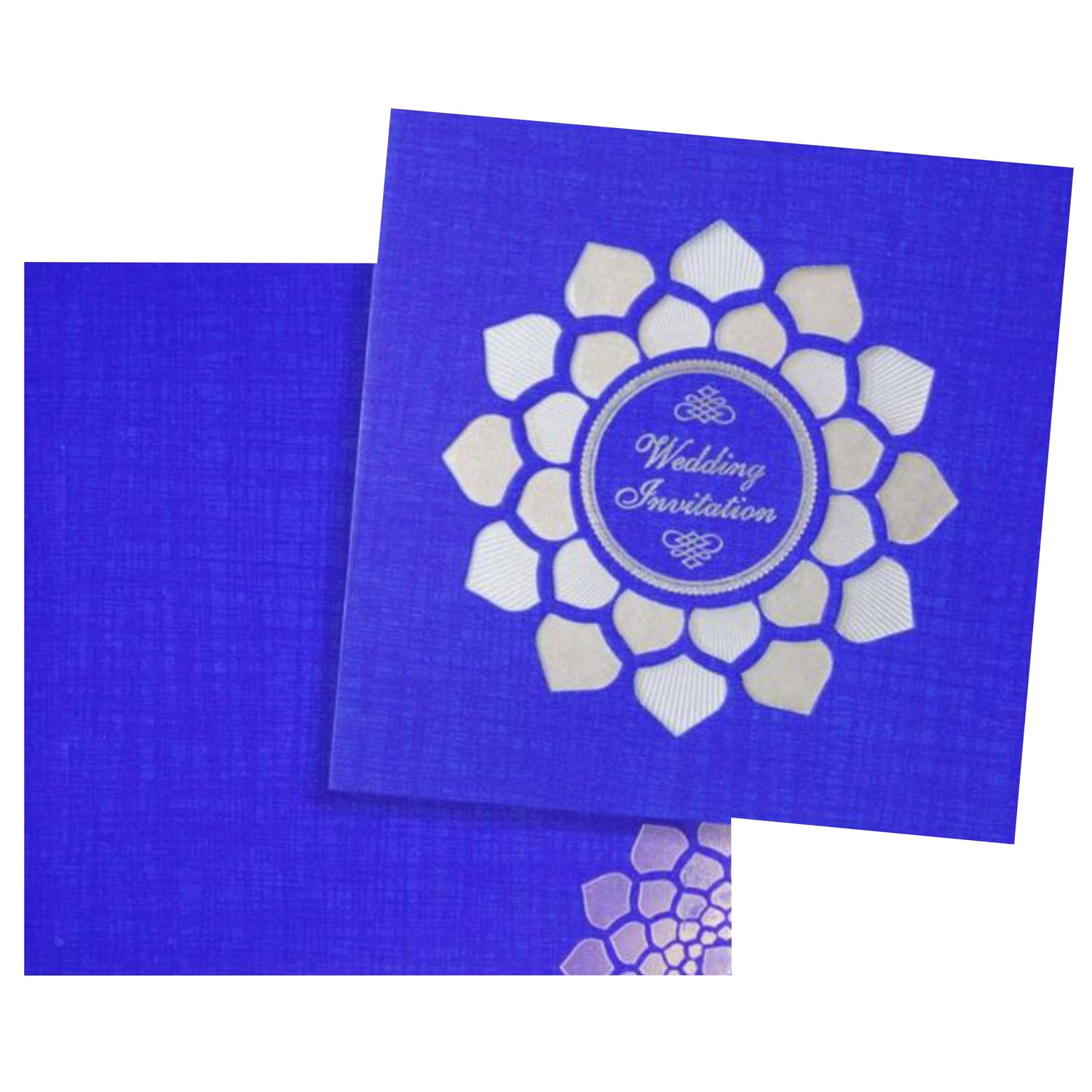 Dashing Blue Shading With Laser Cut Wedding Card - KNW43361