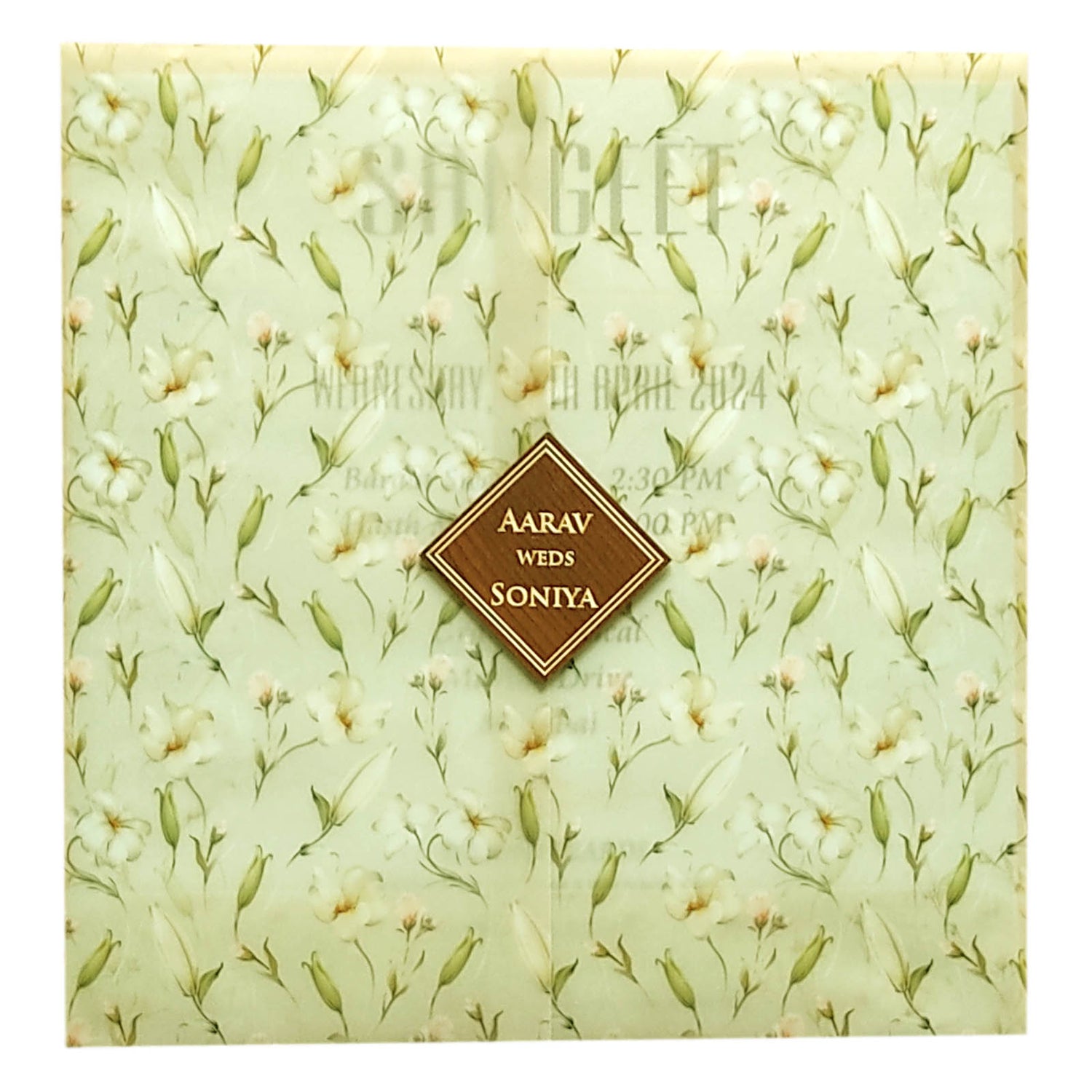 Cream Floral Tracing Invitation Card-KRC29020