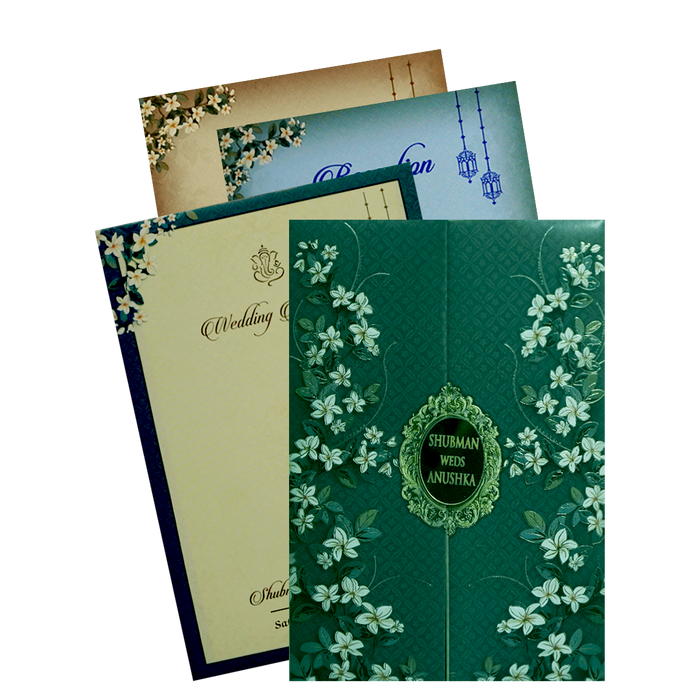 Green Padded Wedding Invitation Card-King of Cards