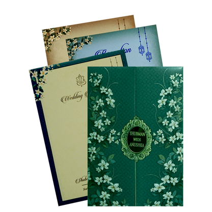 Green Padded Wedding Invitation Card-King of Cards