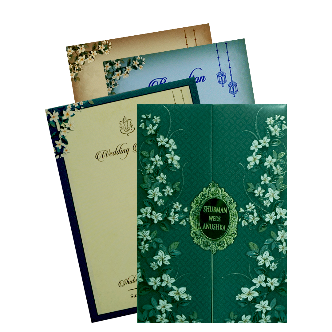 Green Padded Wedding Invitation Card-KRB8270
