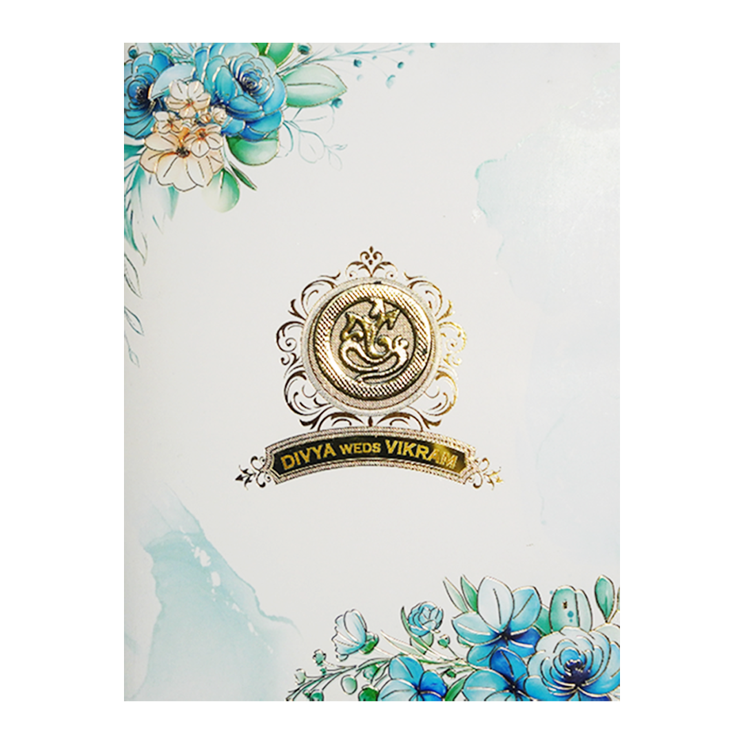 White Floral Ganesha Wedding Card-King of Cards