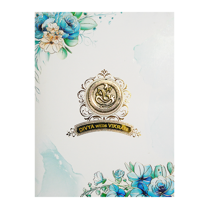 White Floral Ganesha Wedding Card-King of Cards
