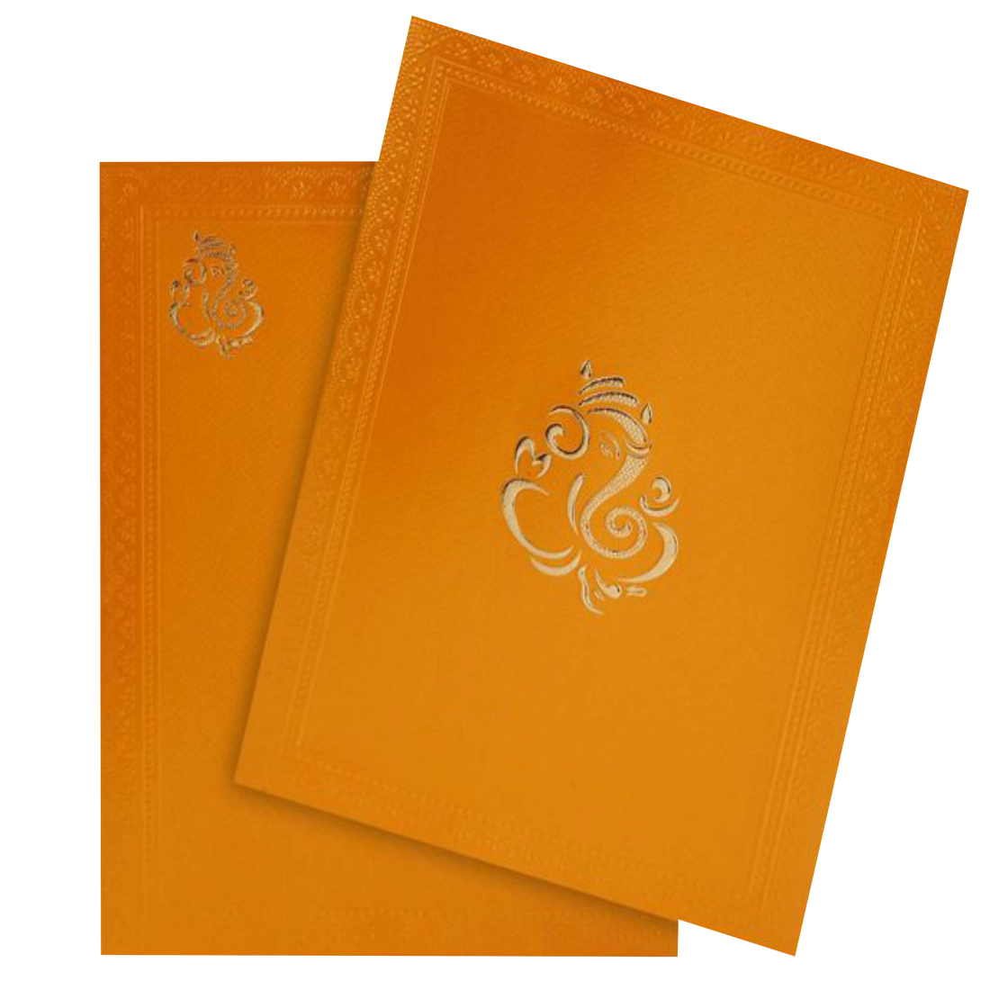 Orange Shading With Embossed Ganesha Wedding Card - KNK2811