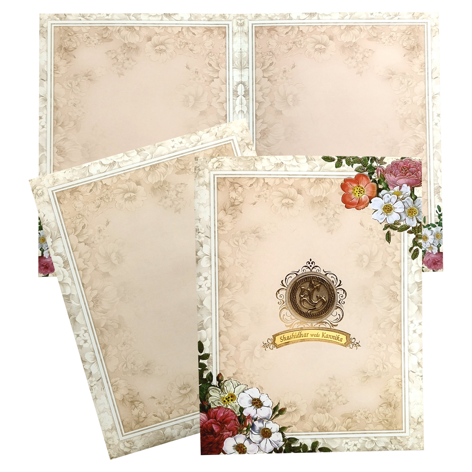 Peach Floral Nameplate Invitation Card-King of Cards