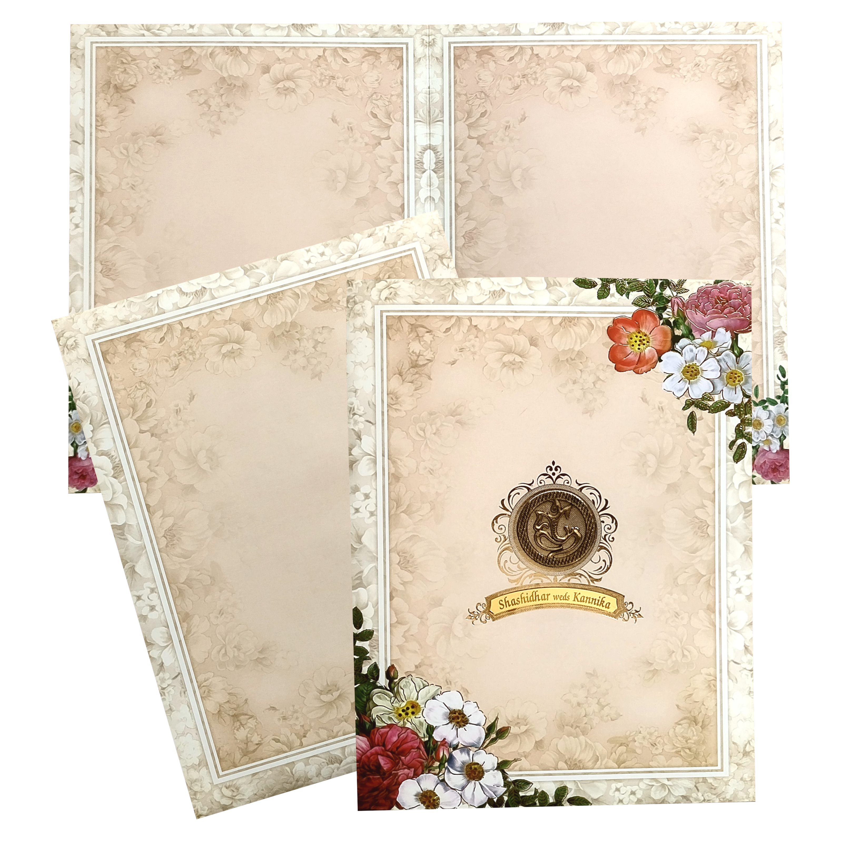 Peach Floral Nameplate Invitation Card-King of Cards