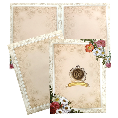 Peach Floral Nameplate Invitation Card-King of Cards