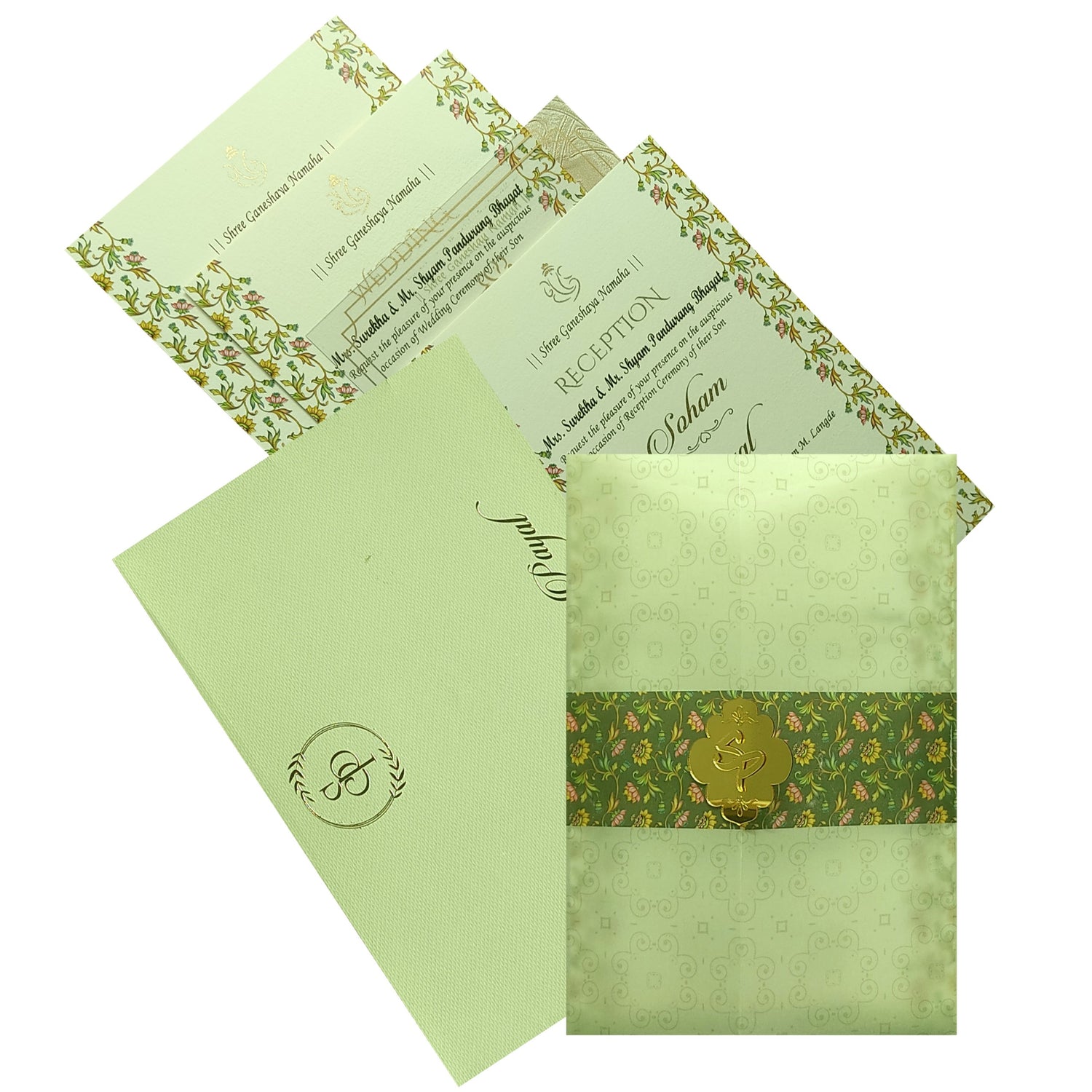 Green Floral Tracing Sheet Invitation Card-King of Cards