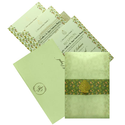Green Floral Tracing Sheet Invitation Card-King of Cards