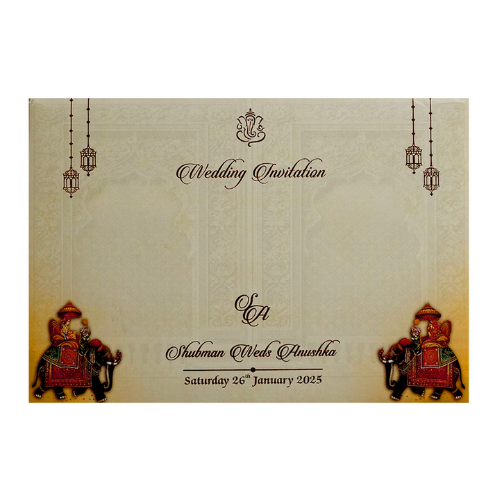 Brown Padded Embossed Invitation Card-King of Cards