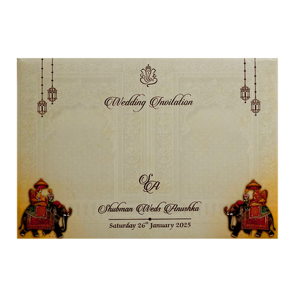 Brown Padded Embossed Invitation Card-King of Cards