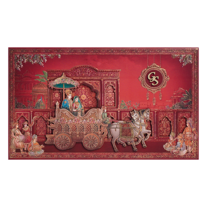 Red Procession Carriage Wedding Invitation Box -KSI64280