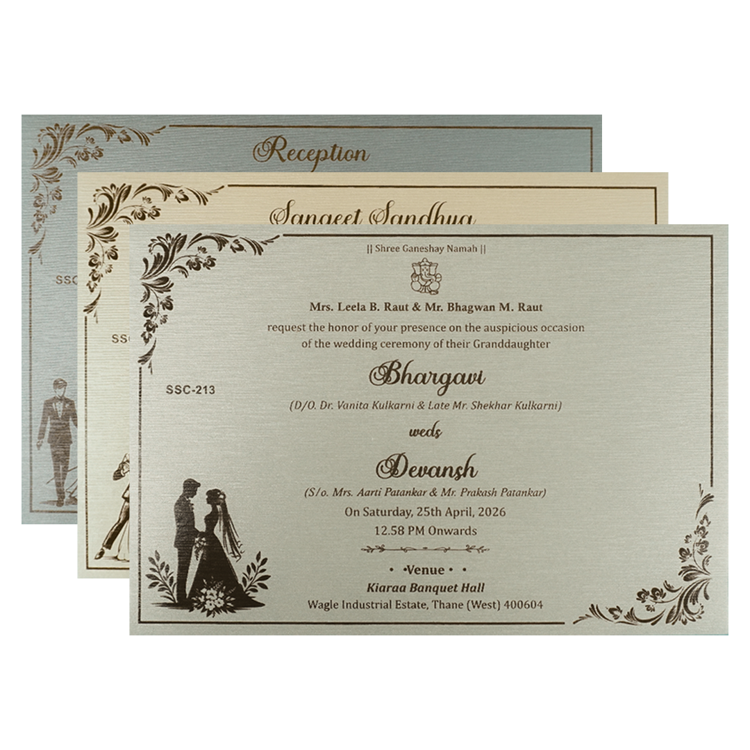 Buy Cream Gold Floral Padded Wedding Card