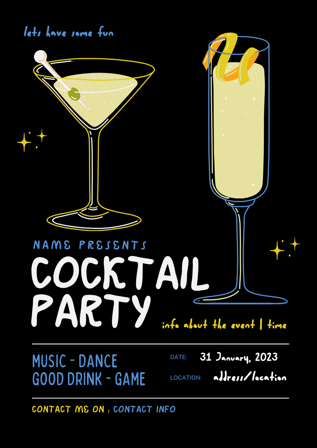 Glitzy Gold Cocktail Party Invitation-AACPI001