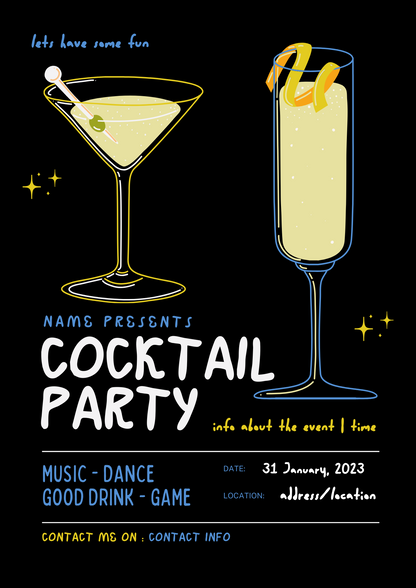 Glitzy Gold Cocktail Party Invitation-AACPI001