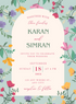 Blue and Cream Floral Wedding Invitation-King of Cards