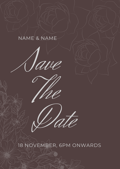 Brown Roses Save The Date Invitation-AASTD003