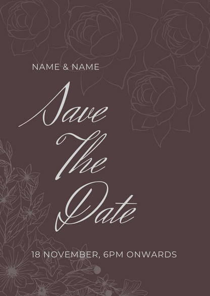Brown Roses Save The Date Invitation-AASTD003