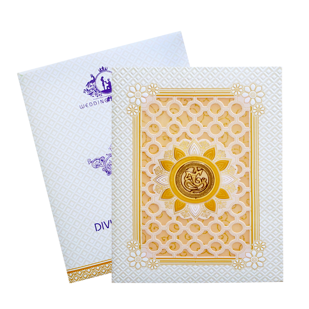 White Laser Cut Wedding Invitation Card-KNK7059W