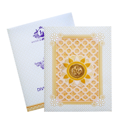 White Laser Cut Wedding Invitation Card-KNK7059W
