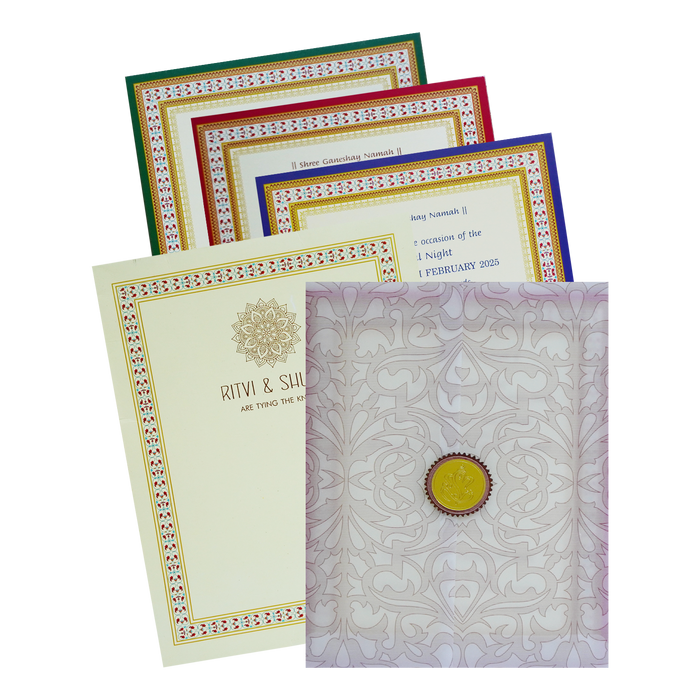 Cream Tracing Sheet Wedding Card-King of Cards