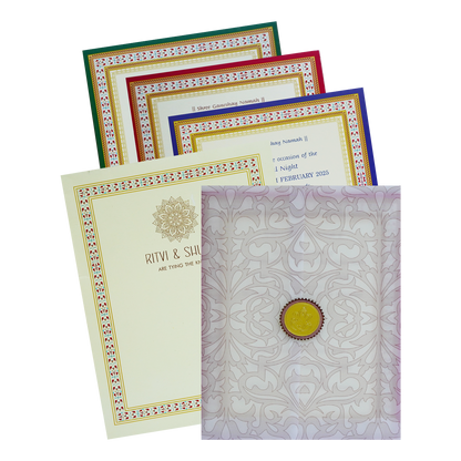 Cream Tracing Sheet Wedding Card-King of Cards