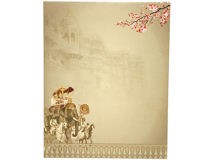 Rustic Green Jumbo Size With Royal Elephant Doli and Colourful Ganesha Wedding Card-KNKJ1093