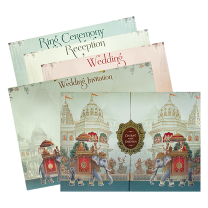 Check out Palace Elephant Padded Wedding Card at best price.✅WhatsApp Support ✅Express Delivery.