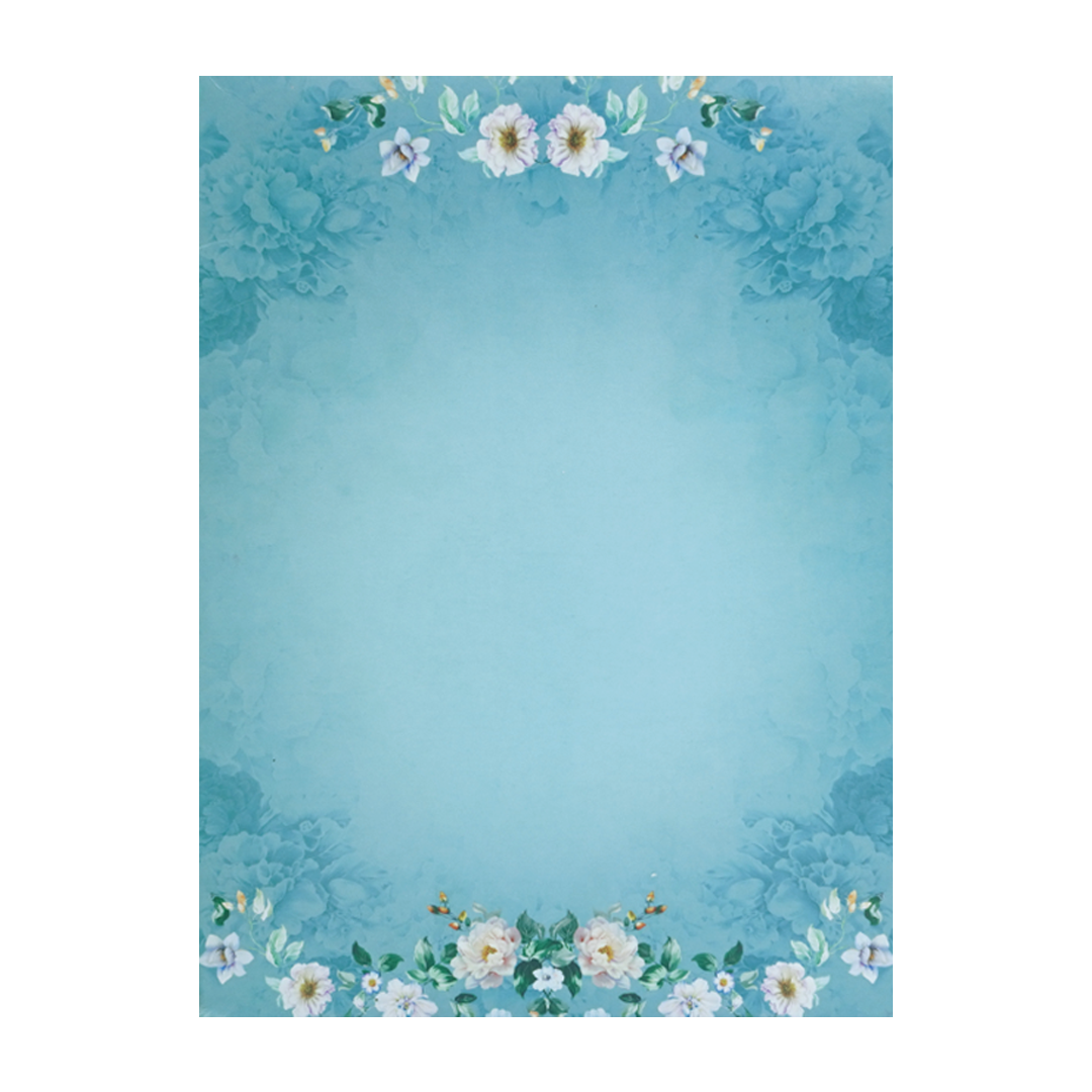 Blue Gold Laser-Cut Floral Wedding Card - KNOR5202