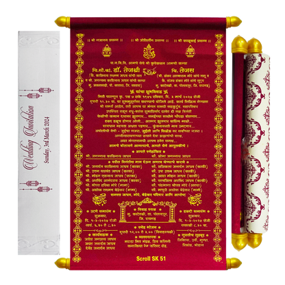 Carmine Red Scroll Card-KJTS0051