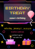 Black Pixel Theme Birthday Treat Invitation-AABTT003