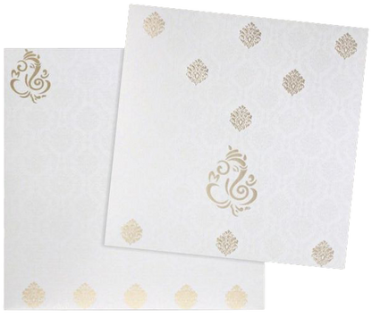 Pleasant Gold Foiling Flower With Ganesha Wedding Card  - KNK4114