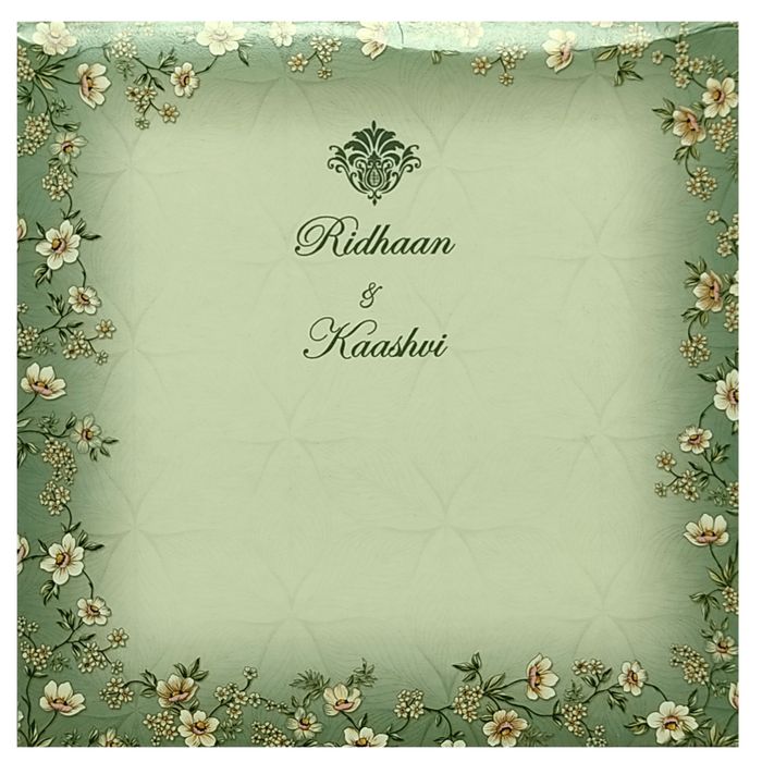 Green Cream Floral Invitation Card-King of Cards