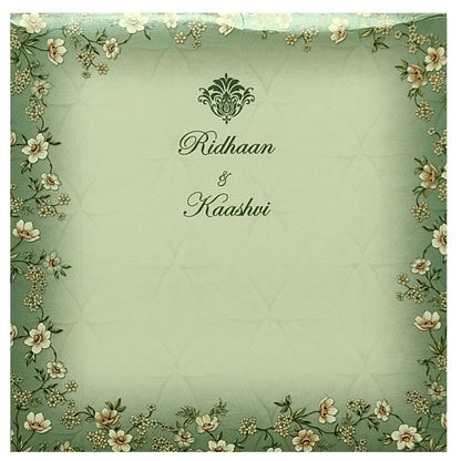 Green Cream Floral Invitation Card-King of Cards