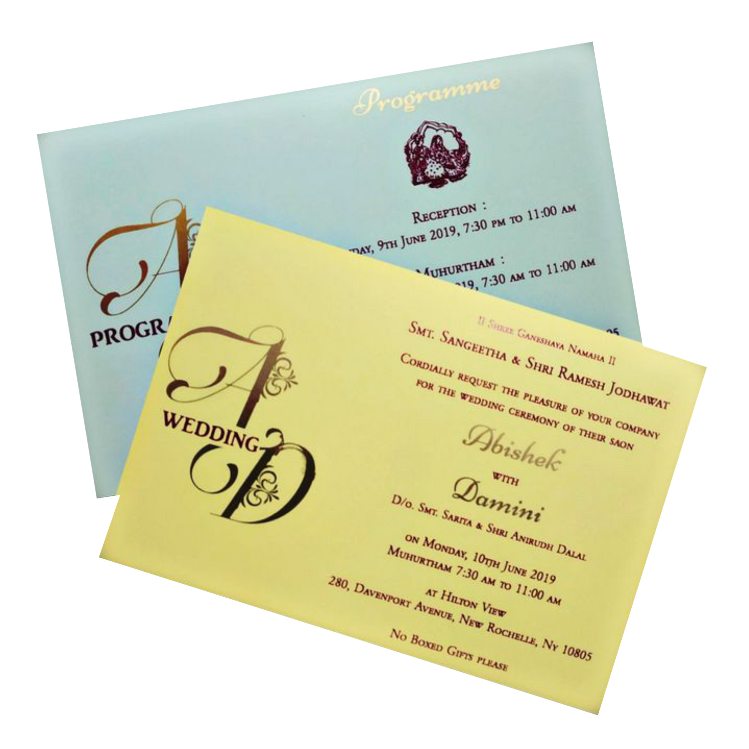 Cream Stiff Board Padded Invitation-KNPR3501C