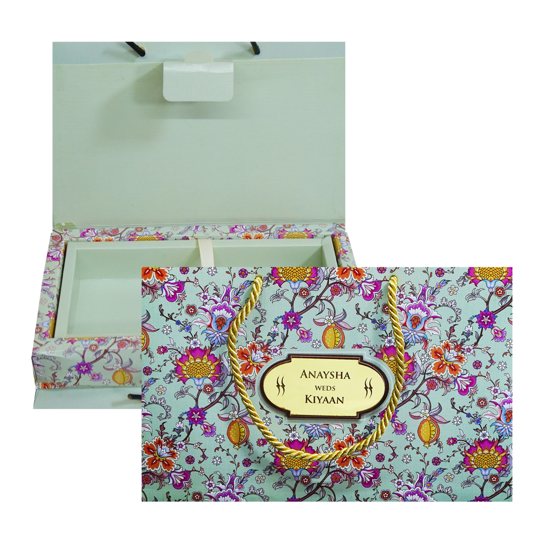 Soft Green Floral Wedding Box-KRC30030