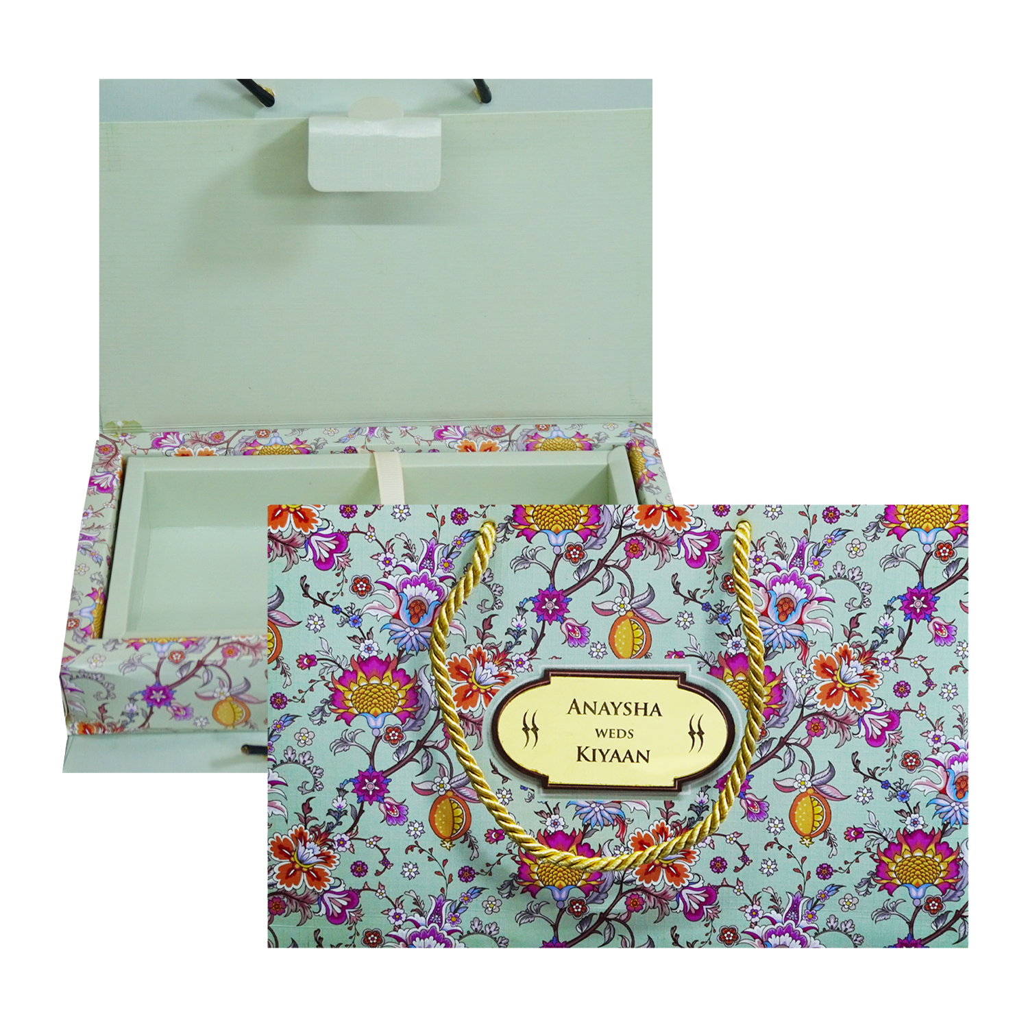 Soft Green Floral Wedding Box-KRC30030