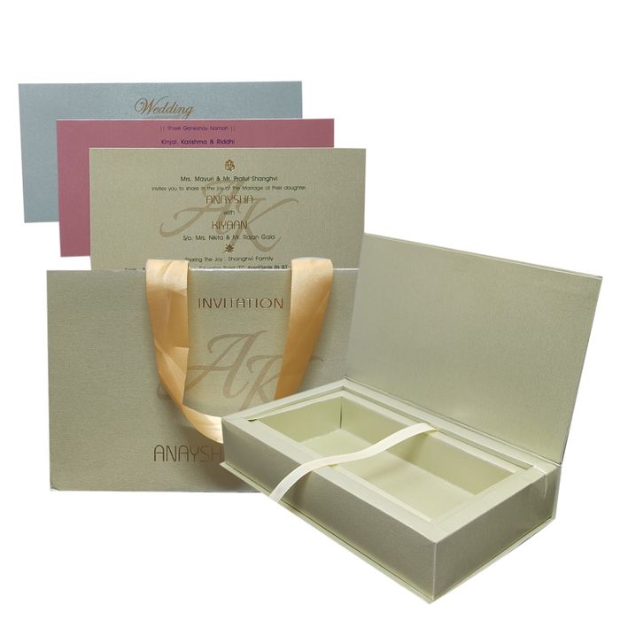 Grey Blue Design Sweet Box Invitation Card-KRC29120