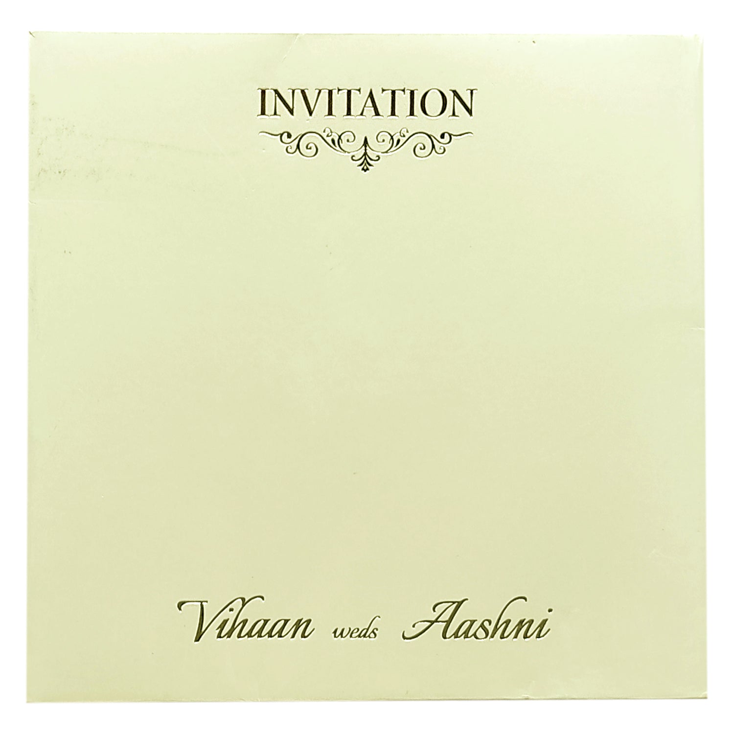 White Embossed Padded Invitation Card-KRC29730
