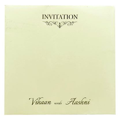 White Embossed Padded Invitation Card-KRC29730
