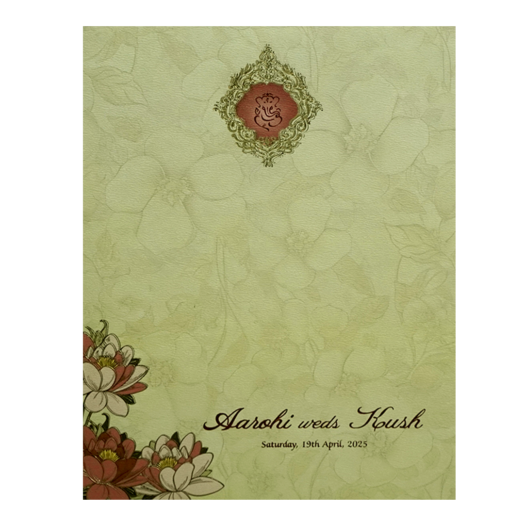 Light Yellow Embossed Wedding Card-KPR09790